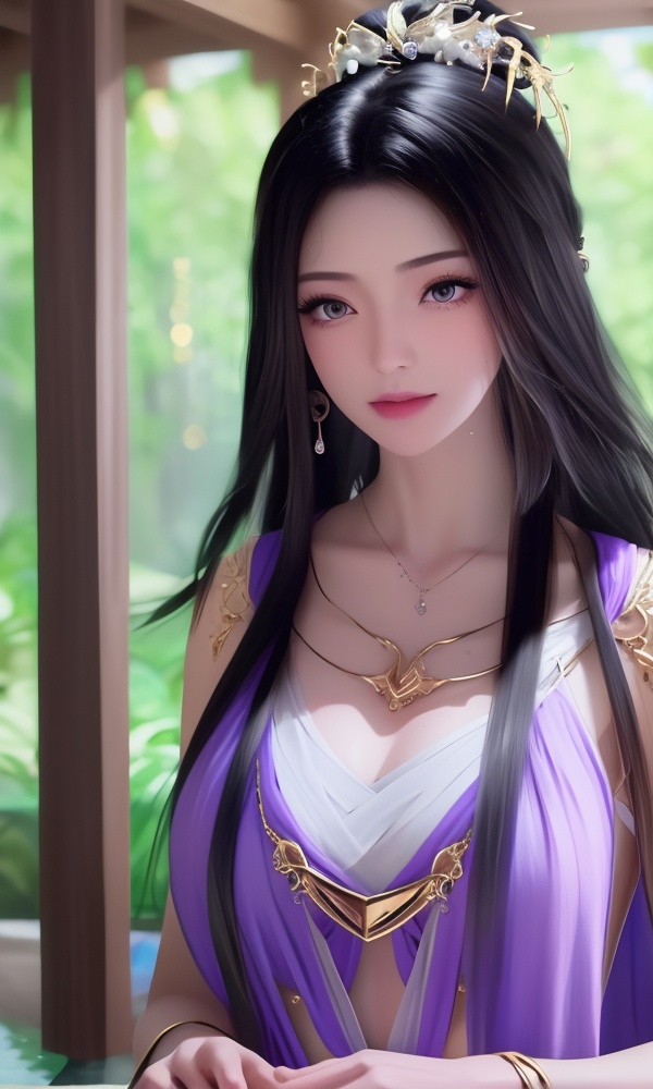 (,1girl, ,best quality, ),looking at viewer, <lora:395-DA-凡人修仙传-紫灵:0.8> ,,ultra detailed background,ultra detailed background,ultra realistic 8k cg,  ,masterpiece, (( , )), ultra realistic 8k cg, ,tamari \(flawless\),  crying with eyes open,    ,eyelashes,magic,hydrokinesis,sweat, wet, rain, ,       (()), (), , jewelry, necklace, solo, , , , hair_ornament, , earrings,large breasts,,  , ,