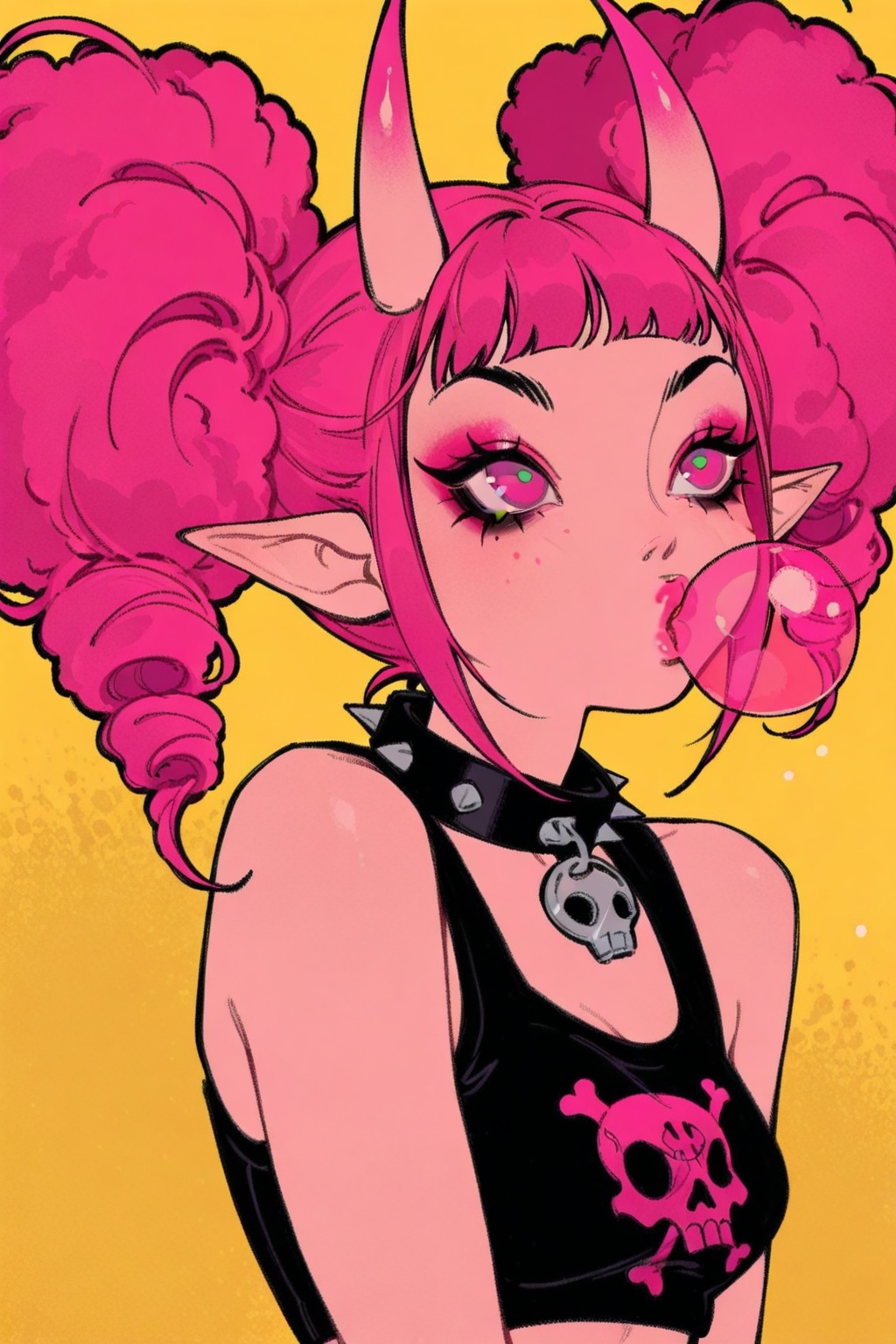 bhs1,  1girl,  bright bubblegum pink hair in twin tails on Tensor.Art