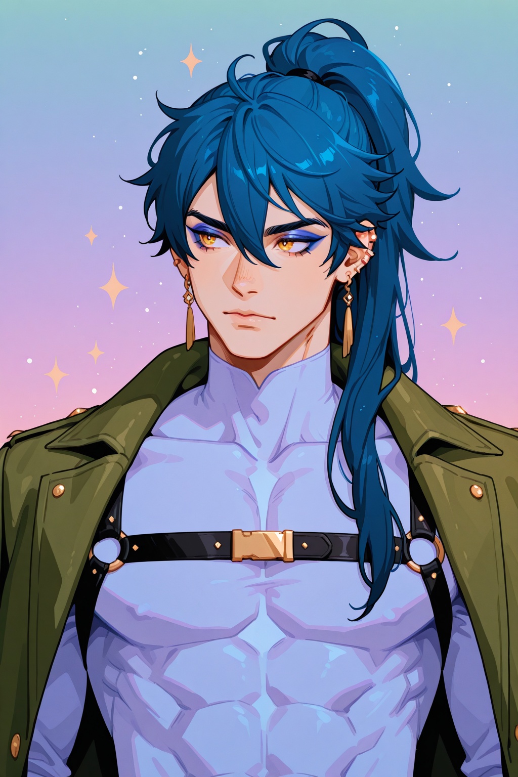 1boy,  earrings,  male focus on Tensor.Art