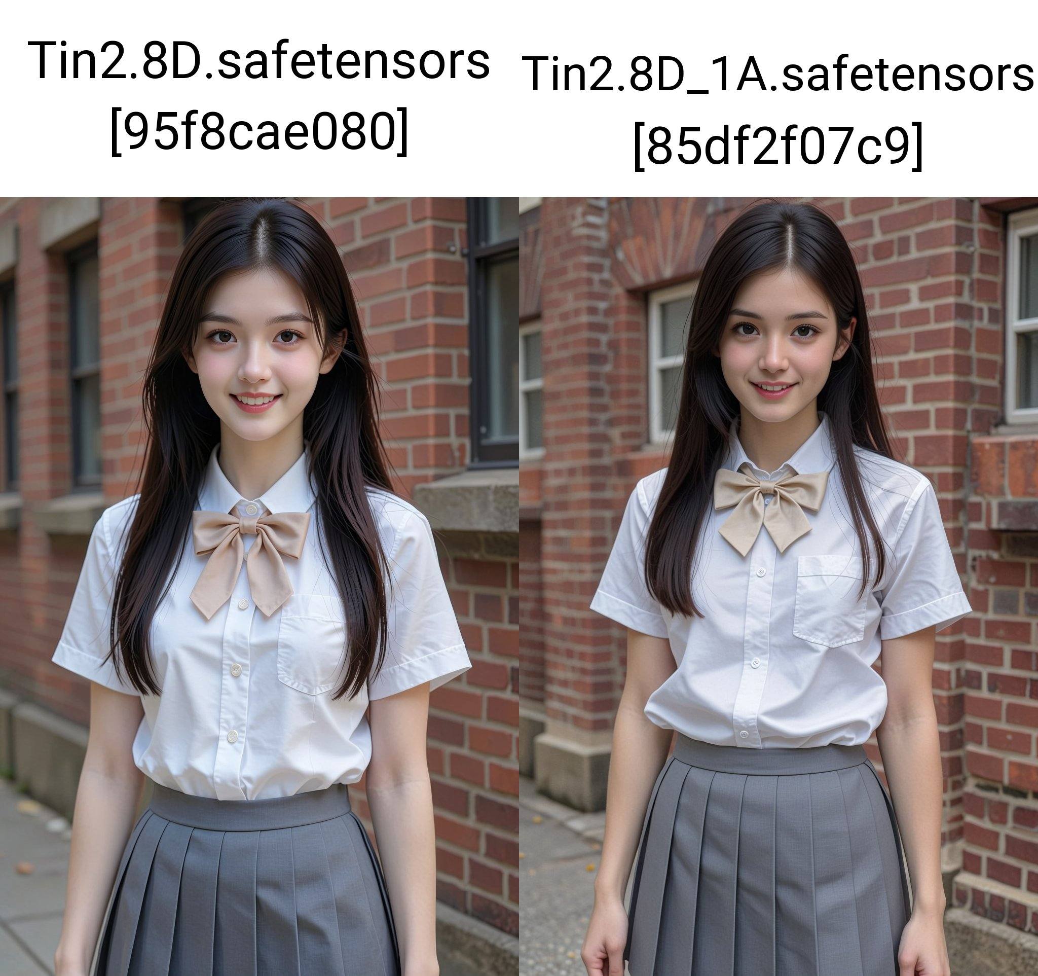 The image features a person standing outdoors in front of a brick building. The individual has long,  dark hair that falls...