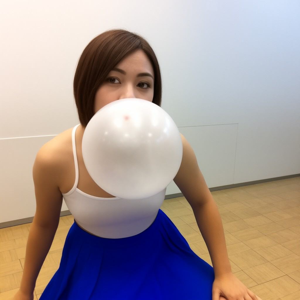 blowing bubblegum,  solo,  skirt on Tensor.Art