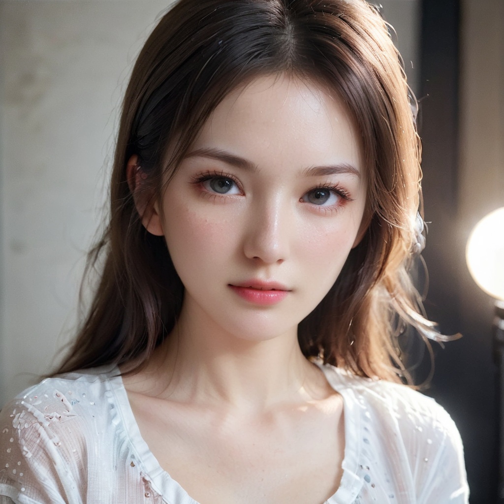 RAW photo,portrait of a beautiful woman wearing a shirt (high detailed skin:1.2),8k uhd,dslr,soft lighting,high quality,film grain,Fujifilm XT3,upper body,cute face,eye level,focus on eyes,dappled light on face,pale skin,no make-up,detailed face and eyes,natural skin texture,highly detailed skin,textured skin,skin pores,[[[oiled shiny skin]]],skin blemish,imperfect skin,intricate skin details,visible skin detail,detailed skin texture,subsurface scattering,blush,few freckles,few moles,goosebumps,minor skin imperfections,skin pores,[[[wrinkles]]],vitiligo spots,whiteheads,blackhead,white pimples,red pimples,beauty spot,[[[[skin fuzz]]]],remarkable detailed pupils,detailed iris,very thin eyebrows,