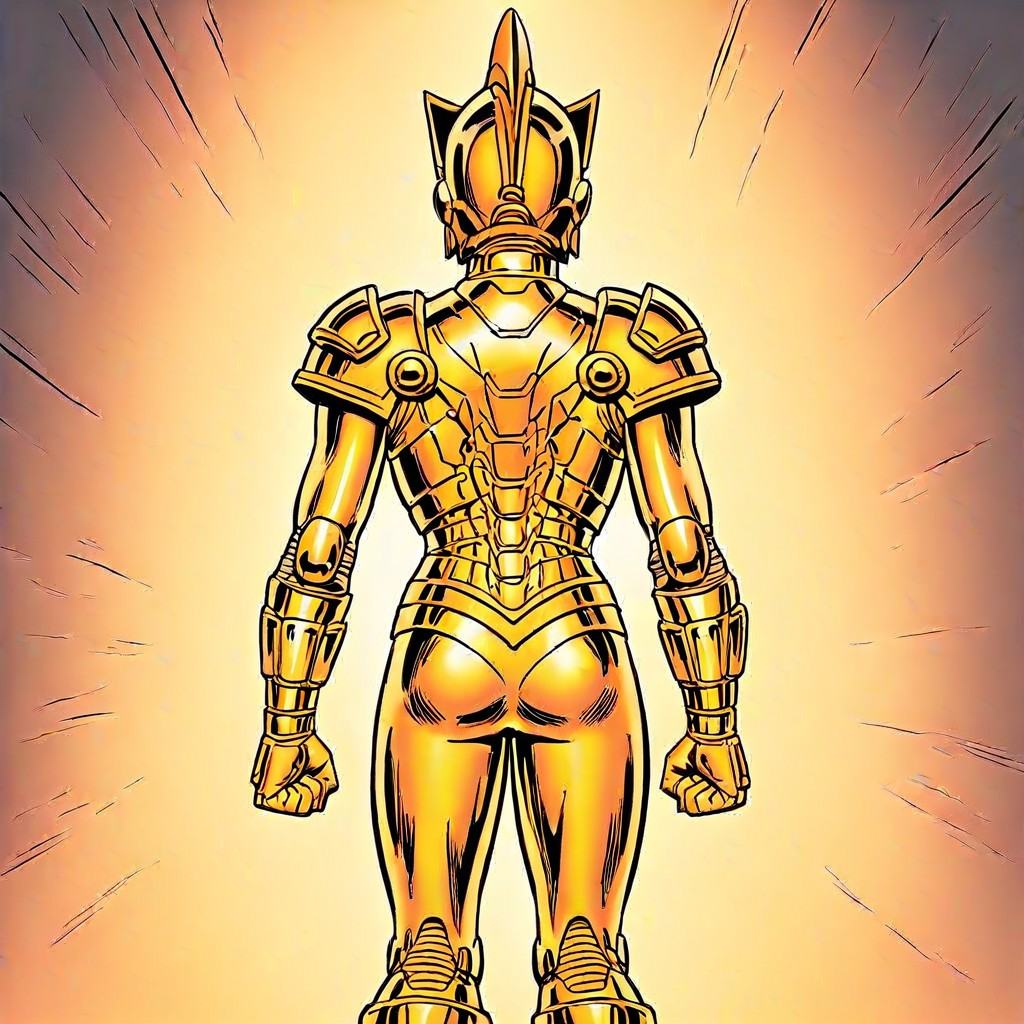 starshine,  full metallic orange armor,  in back off on Tensor.Art