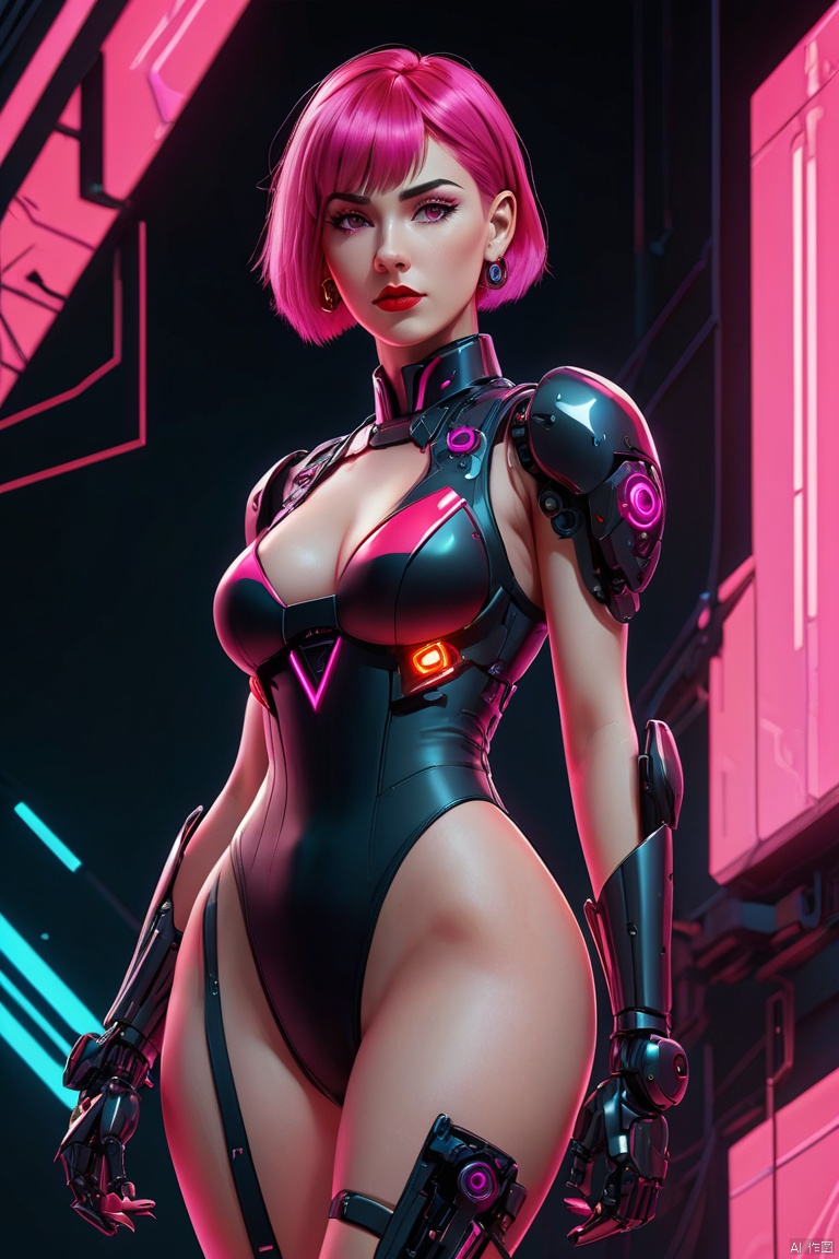 Anime Artwork Lucy (Cyberpunk),  Pink Short Hair,  Pink Eyes on Tensor.Art