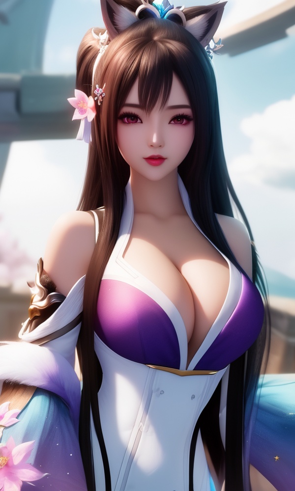 (,1girl, ,best quality, ),looking at viewer, <lora:411-DA-太一剑仙传-季师师:0.8> ,,ultra detailed background,ultra detailed background,ultra realistic 8k cg,, ,masterpiece, (( , )),ultra realistic 8k cg, ,    ,cleavage,,spirit blossom ahri,,(cleavage), (), 