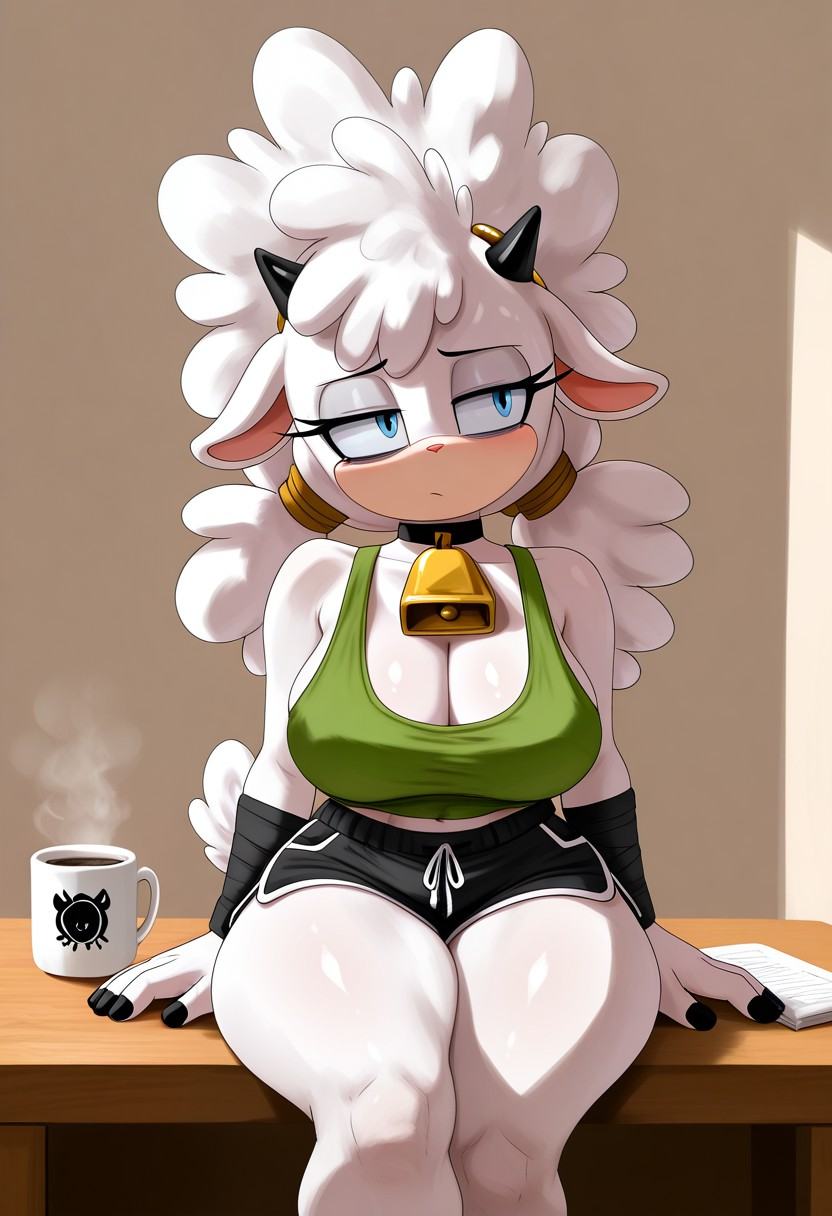 solo female,  Lanolin the Sheep,  white skin on Tensor.Art