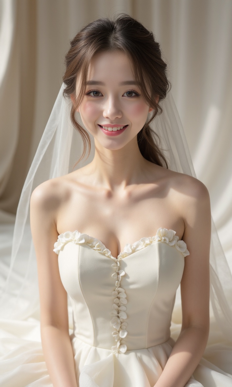a RAW ultra-realistic photo,UHD,8k，An 18 years old Chinese girl, her figure is tall and exquisite, her lines are beautiful, Ultra thin wedding dress，full - body shot, real skin texture，delicate face, Tyndall light, corona render, realistic, --ar 9:16 --q 2 --style raw0 <lora:my-v67:1>