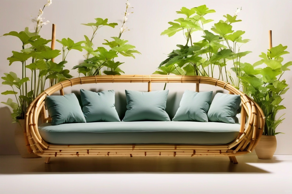 ((HRD, HUD, 8K)),((masterpiece, best quality)), highly detailed, soft light,CreativeFurniture, no humans, couch, still life, plant, grey background, simple background, bubble, flower,  <lora:20240406-1712391677858:1>