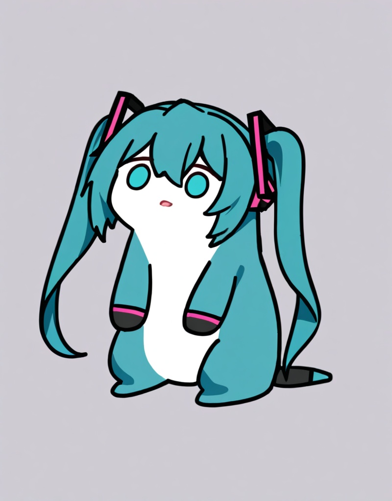 masterpiece, best quality, <lora:ponntaitachi-xl:1>,chibi,no humans,hatsune miku, 