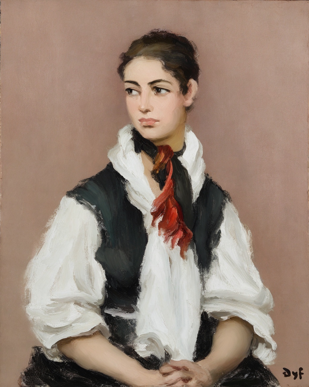 Impressionism,  Marcel Dyf,  The image is a painting of a young woman by user_684547306590104004 on Tensor.Art