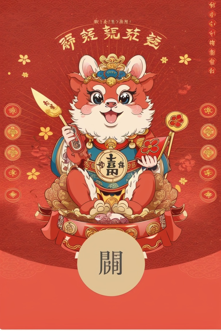 ((HRD, HUD, 8K)),((masterpiece, best quality)), highly detailed,text focus, cover, red theme, red background, monochrome,dragon, chinese zodiac, no humans, solo, looking at viewer, sitting, open mouth, food, blush stickers, flower, comic, new year, lantern, traditional youkai, <lora:20231230-1703916462255:0.7>