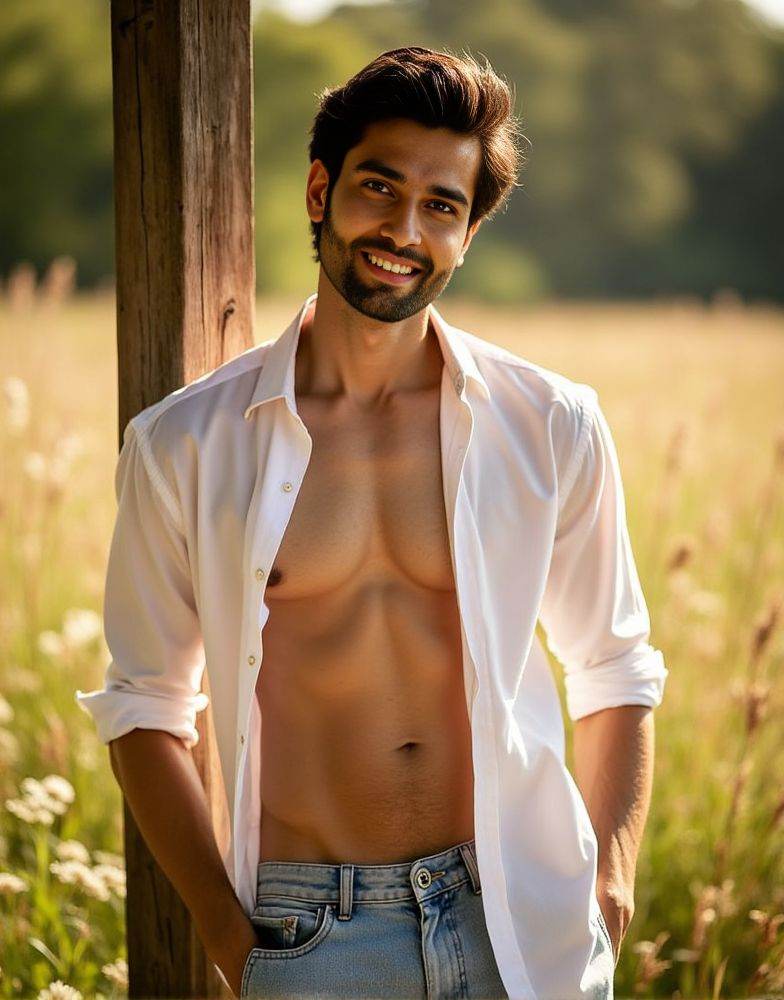 Rohit Khandelwal ,  hairy chests and abs,  multiple pose positions on Tensor.Art