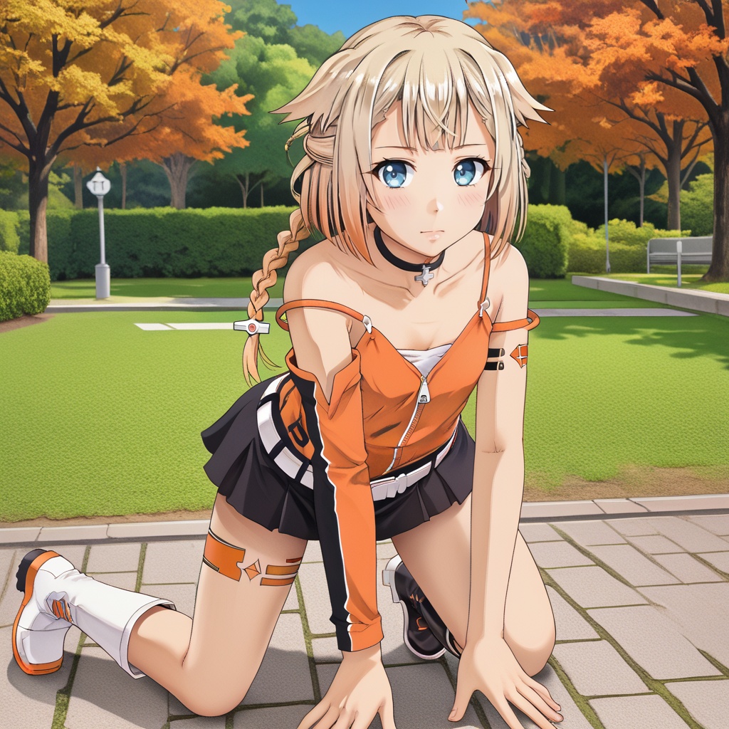 full body,  on all fours,  park ONE_CeVIO on Tensor.Art
