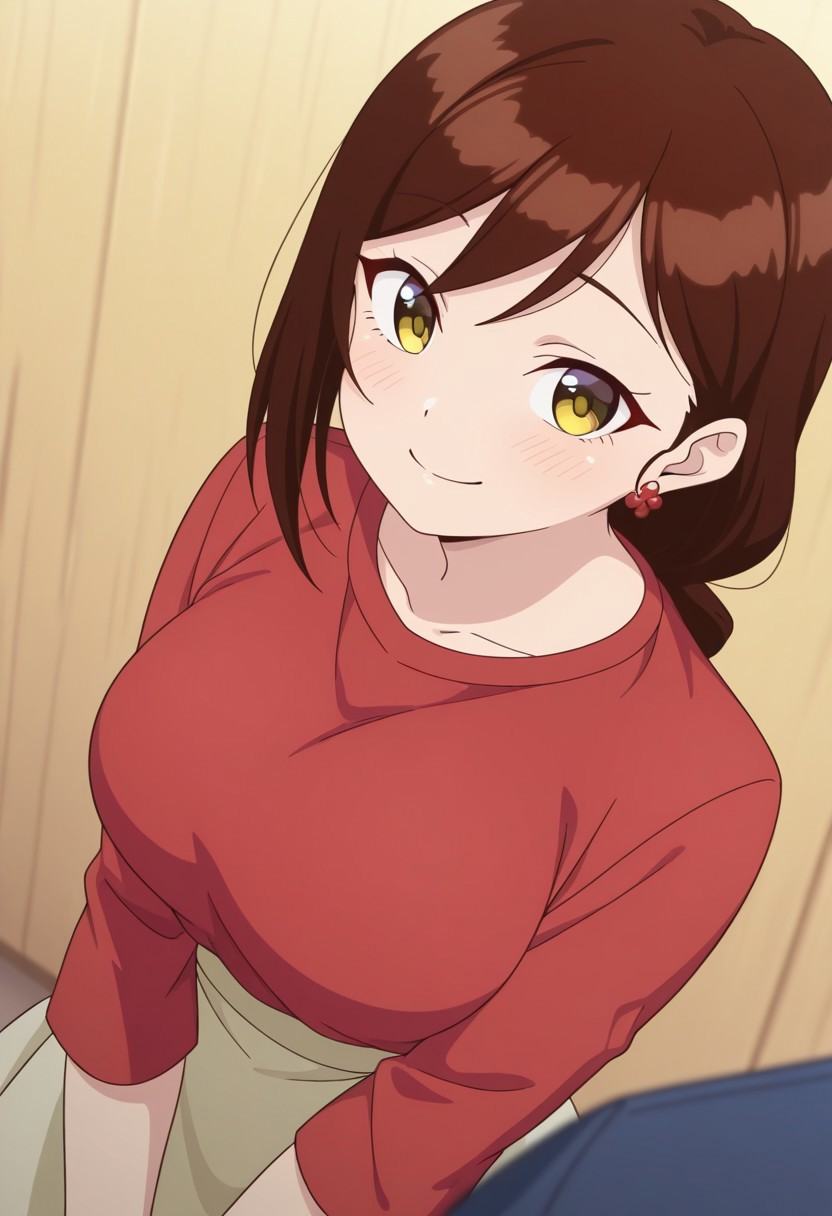 Minami Takasaki,  yellow_eyes,  brown_hair on Tensor.Art