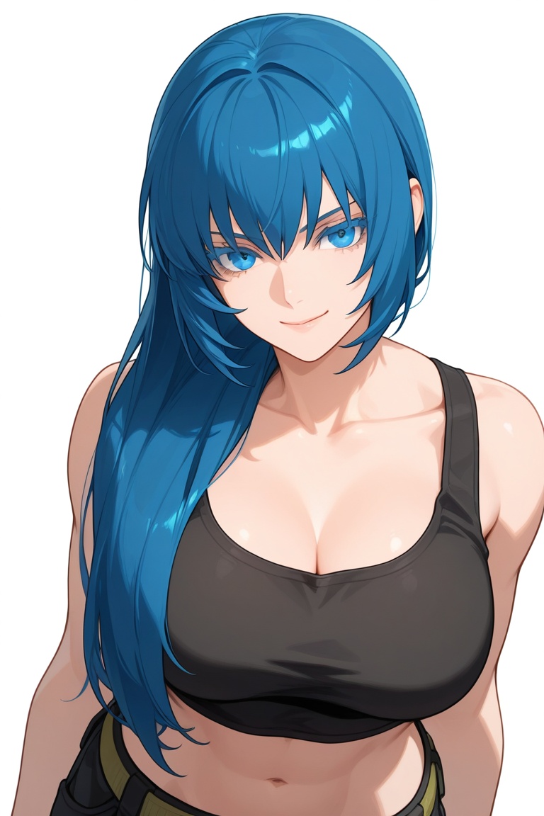 Leona Heidern,  King of Fighters,  blue hair on Tensor.Art