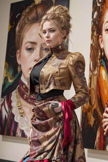 from above,  cowboy shot of a tall,  extremely beautiful woman wearing a tight-fitting on Tensor.Art