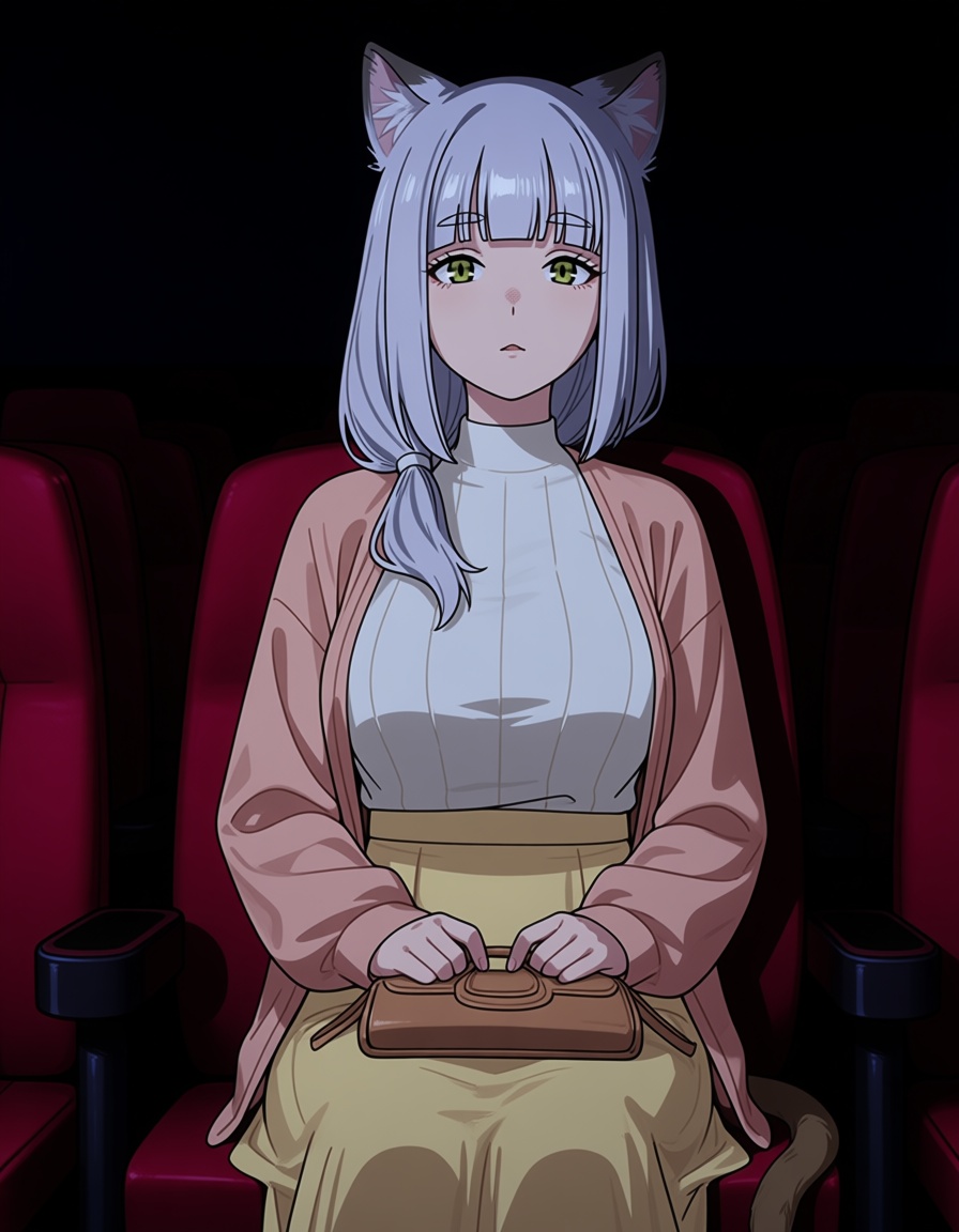 shizue satou (yani neko),  medium hair,  grey hair on Tensor.Art