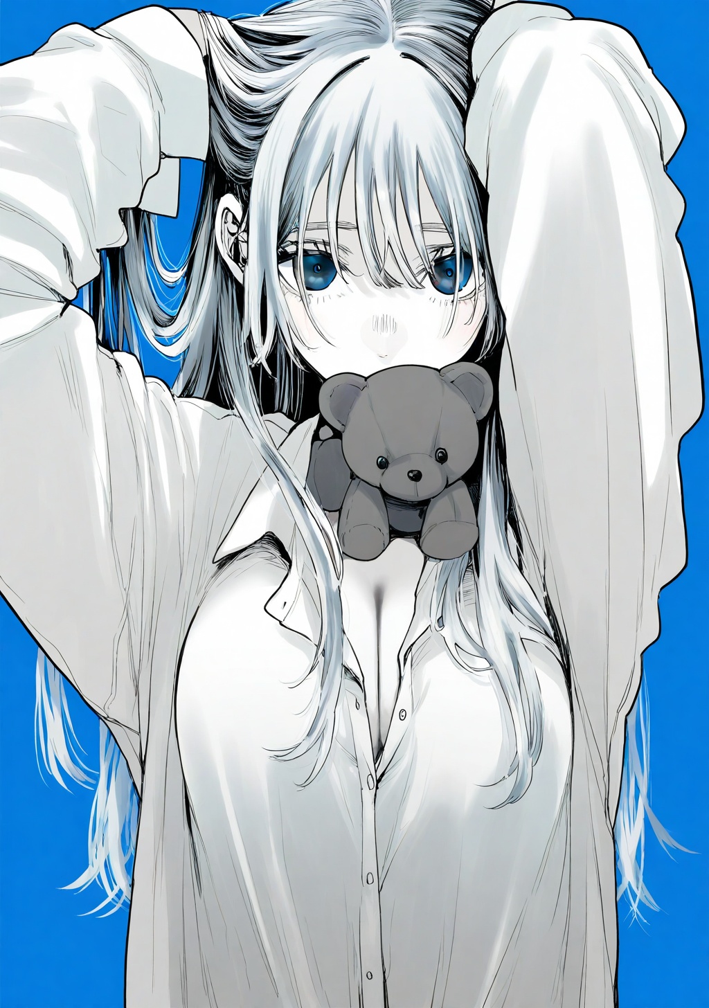1girl,  spot color,  monochrome on Tensor.Art