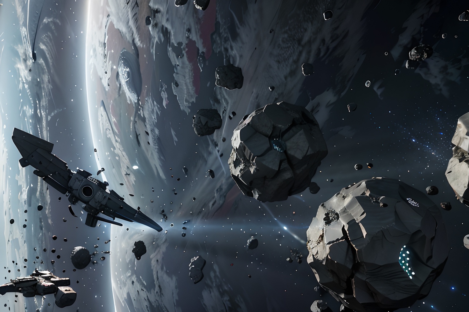 3d, realistic, highres, high quality, octane render, detailed, 4k wallpaper, sci-fi,eveonline, star citizen, cinematic light,(masterpiece), depth of field,  scenery, spacerock-scatter style, <lora:scatter rocks_20231128185243-000004:0.8>