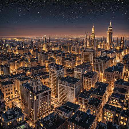 intricate detail, fantasy, city, night, stars, (masterpiece, best quality, extremely detailed)