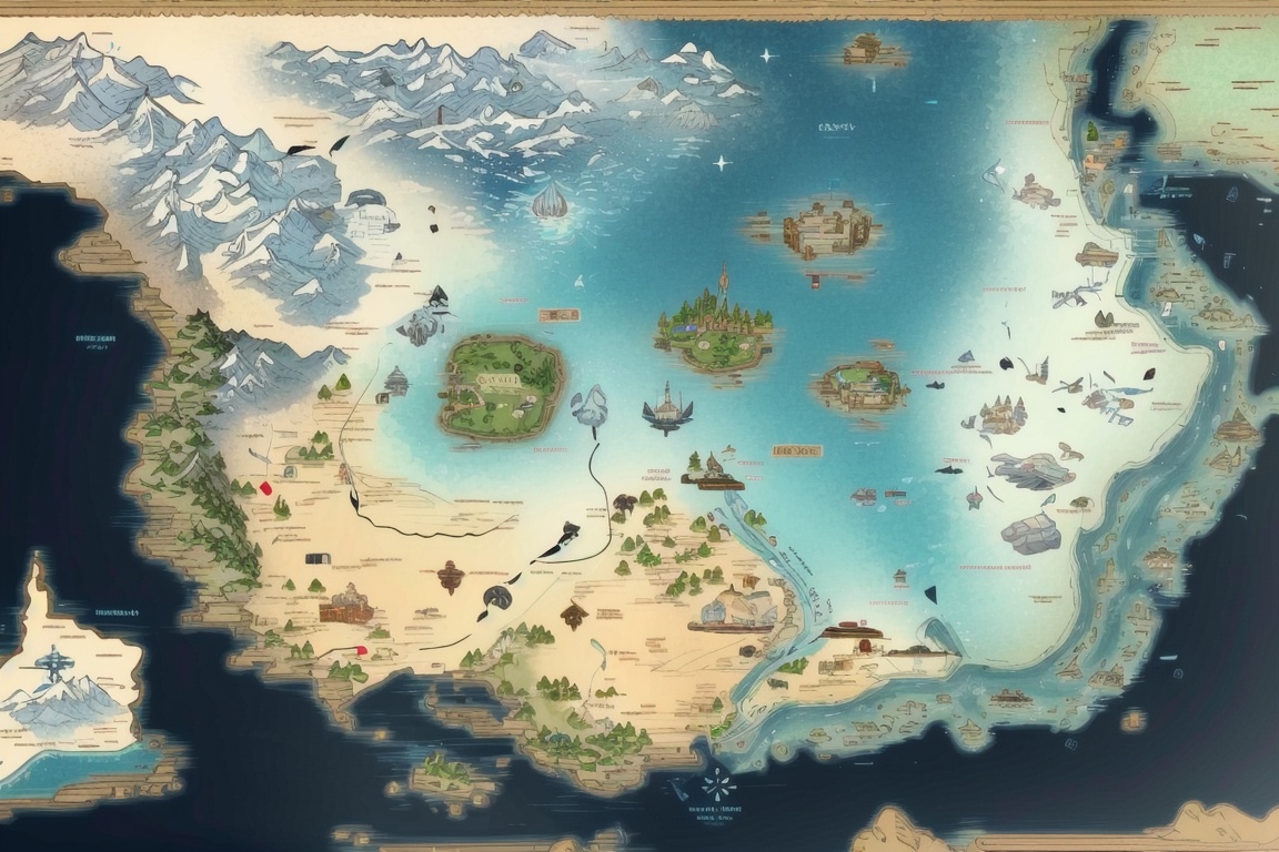 ((HRD, HUD, 8K)),((masterpiece, best quality)), highly detailed,GameMap, no humans, water, star (symbol), whale, tree, cloud, <lora:20240804-1722731669108:0.8>