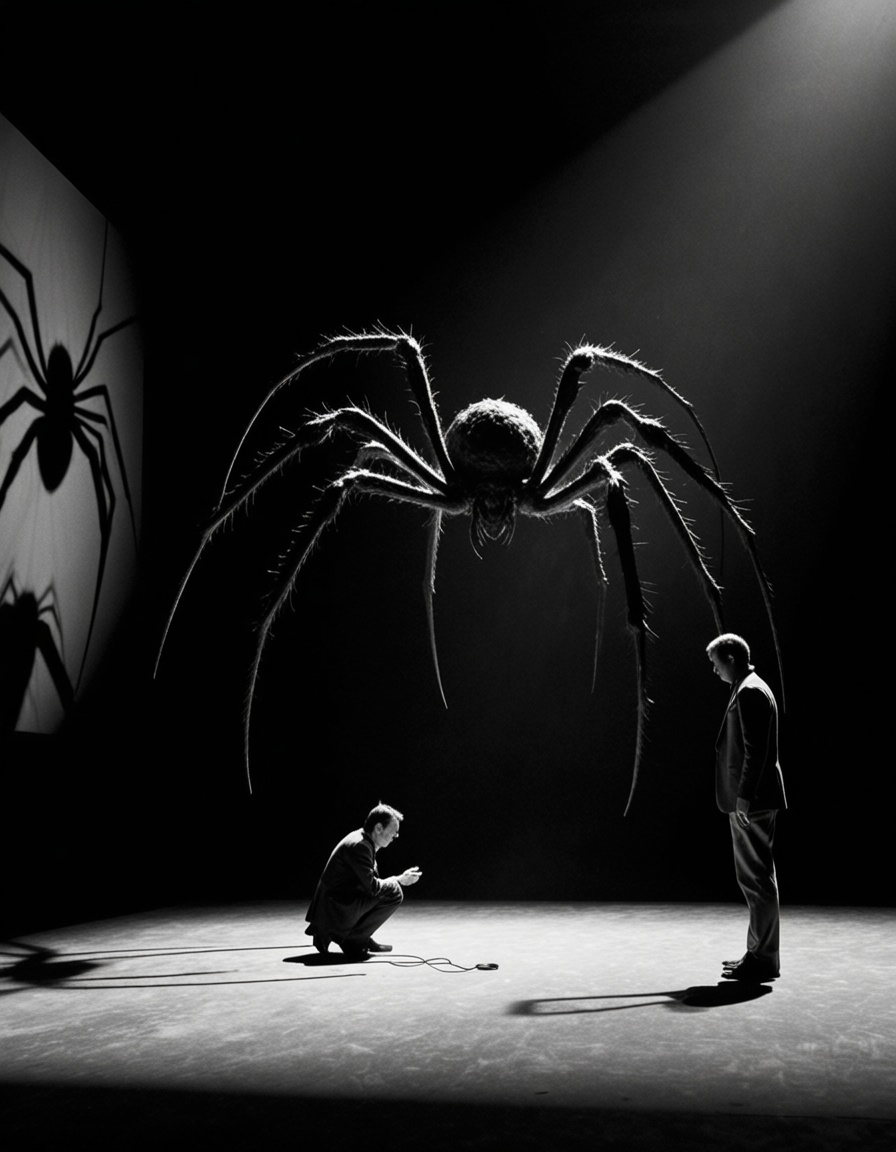ehexpressionism,  1man,  a giant spider devoring a man on Tensor.Art