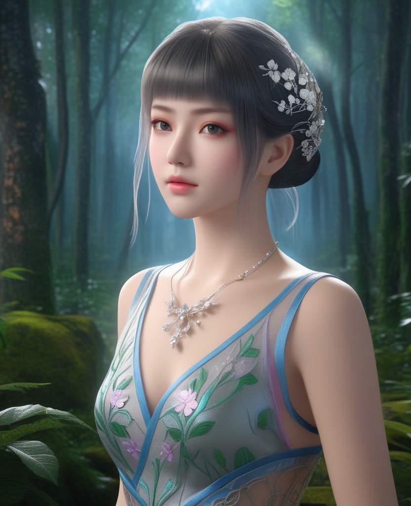 <lora:578-DA-XL-斗破苍穹-小医仙:0.8>(,1girl, ,best quality, ),looking at viewer,  ,ultra detailed background,ultra detailed background,ultra realistic 8k cg,(masterpiece:1.2),(best quality:1.2),(ultra detailed:1.2),(official art:1.3),(beauty and aesthetics:0.8),detailed,(intricate:0.8),(highly detailed),(solo),delicate countenance,1girl,fancy,(glassy texture:1.2),(crush:1.2),8k,accessory,tattoo,(transparent:1.1),gown,energy encirclement,instant,in the twinkling of an eye,upper body,woman in a mythical forest, masterpiece, perfect face, intricate details, horror theme, raw photo, photo unp(cleavage),,