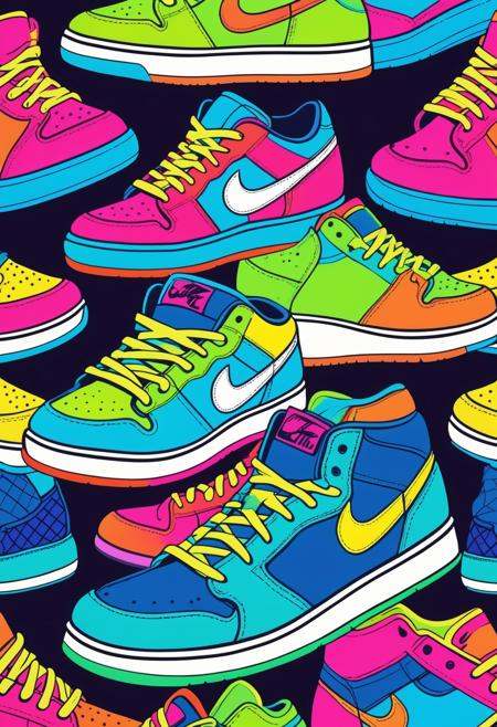 sneakers shoes,  Neon Pop art on Tensor.Art