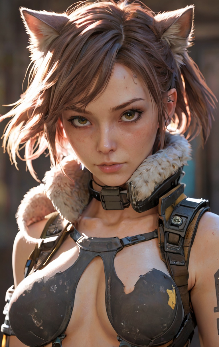 cute cat girl,  by Yoji Shinkawa and Guweiz in the style of Borderlands,  depth of field on Tensor.Art