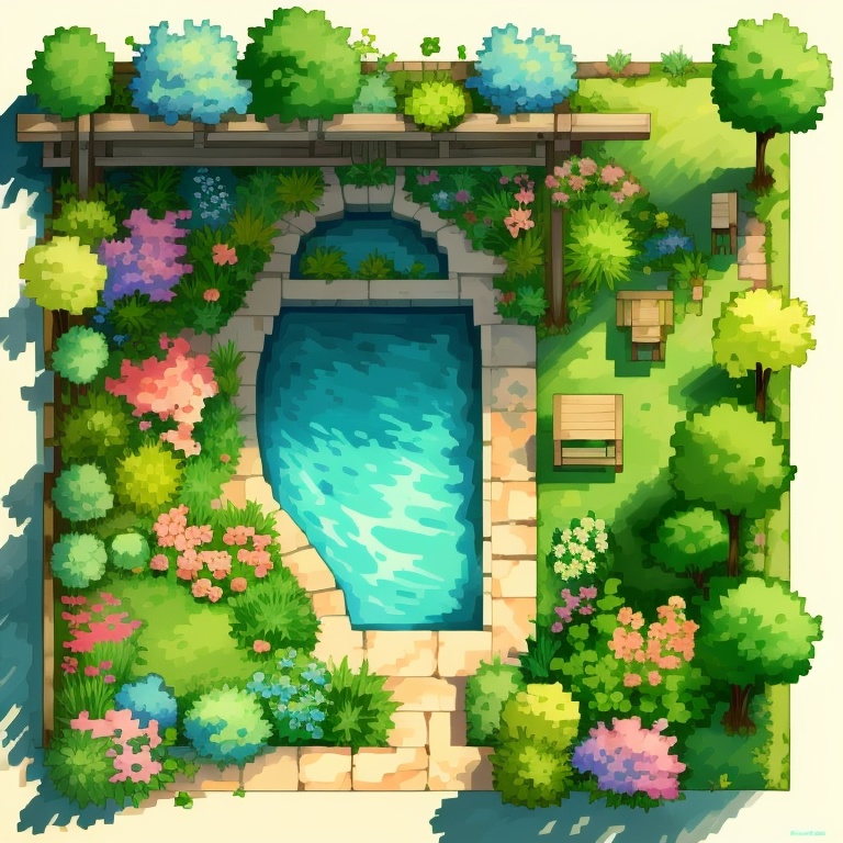 ((HRD, HUD, 8K)),((masterpiece, best quality)), highly detailed, soft light,courtyard, plant, flower, tree, no humans, scenery, window, potted plant, water, door, pink flower, grass, <lora:20240330-1711766676812:0.8>