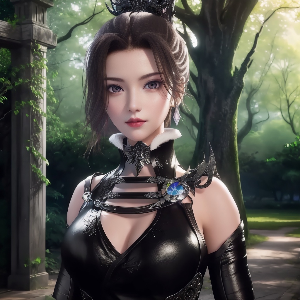 <lora:万界至尊-李雪衣-皮衣:0.8>, (,1girl, ,best quality, ),looking at viewer,  ,ultra realistic 8k cg,(masterpiece:1.2),(best quality:1.2),(ultra detailed:1.2),(official art:1.3),(beauty and aesthetics:0.8),detailed,(intricate:0.8),(highly detailed),(solo),delicate countenance,1girl,fancy,(glassy texture:1.2),(crush:1.2),8k,accessory,tattoo,(transparent:1.1),gown,energy encirclement,instant,in the twinkling of an eye,upper body,woman in a mythical forest, masterpiece, perfect face, intricate details, horror theme, raw photo, photo unp(cleavage),, ,