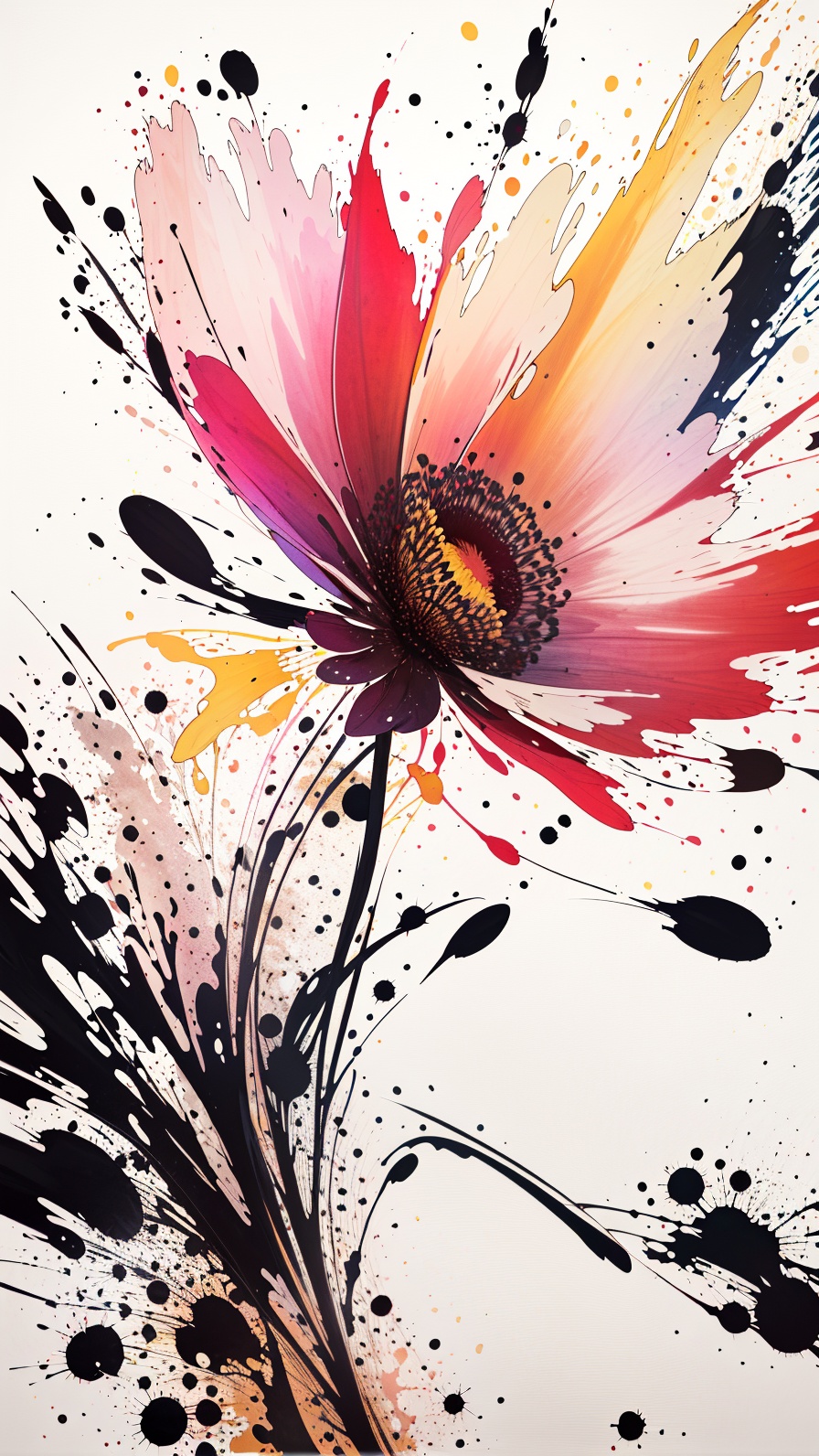 best quality,masterpiece,highly detailed,ultra-detailed, spike flowers,,leaves <lora:neg9V2_last:0.5>  <lora:ColorInkSplashing_last:1.25>  