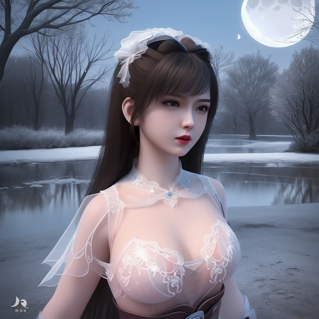 <lora:799-DA-神墓-楚钰:0.8>, (,1girl, ,best quality, ),,  ,ultra realistic 8k cg, ,masterpiece, (( , )),, ,fiction,mole,,      ,(cleavage),,  (),  ,see-through, lace, (((, solo, moon, , bare_tree, )))(cleavage),,