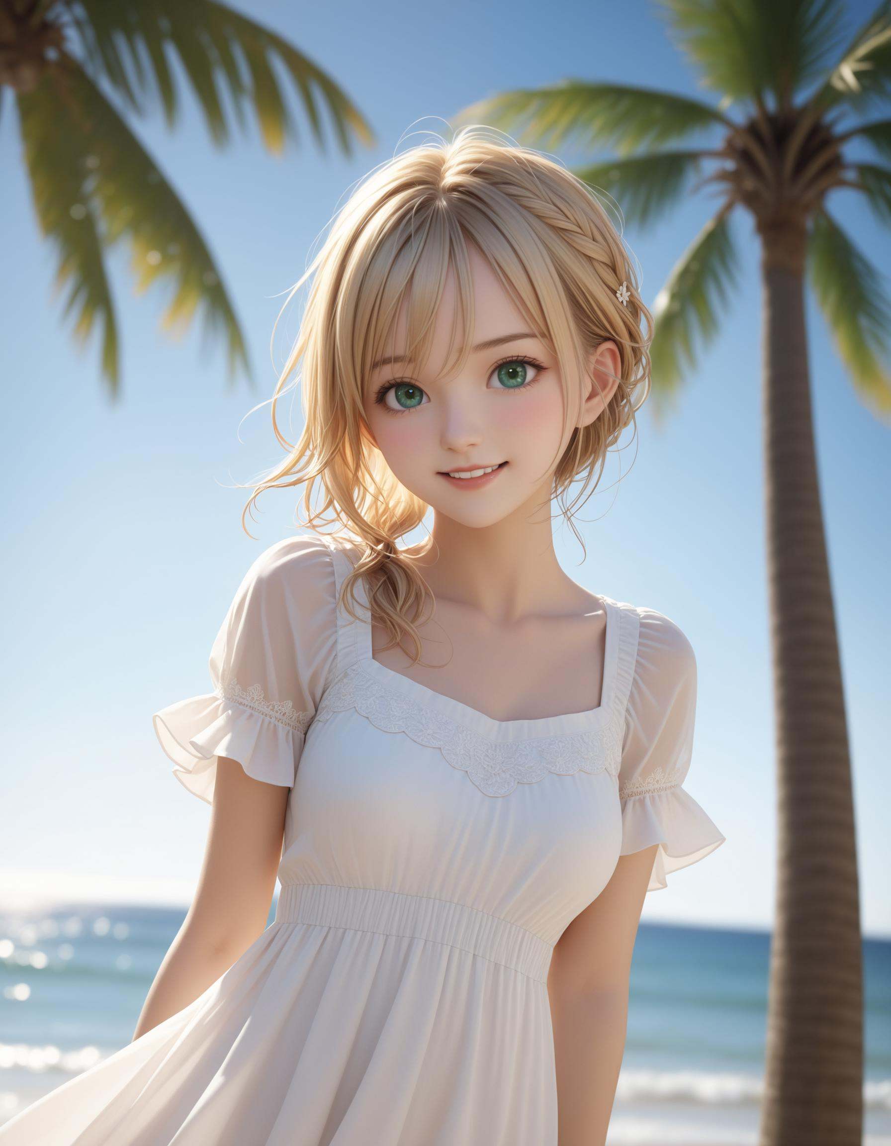 SceneDescription: - Composition: Upper body shot. Cinematic angle. - Subject: A cute girl. . - Characteristics: - Face: ....