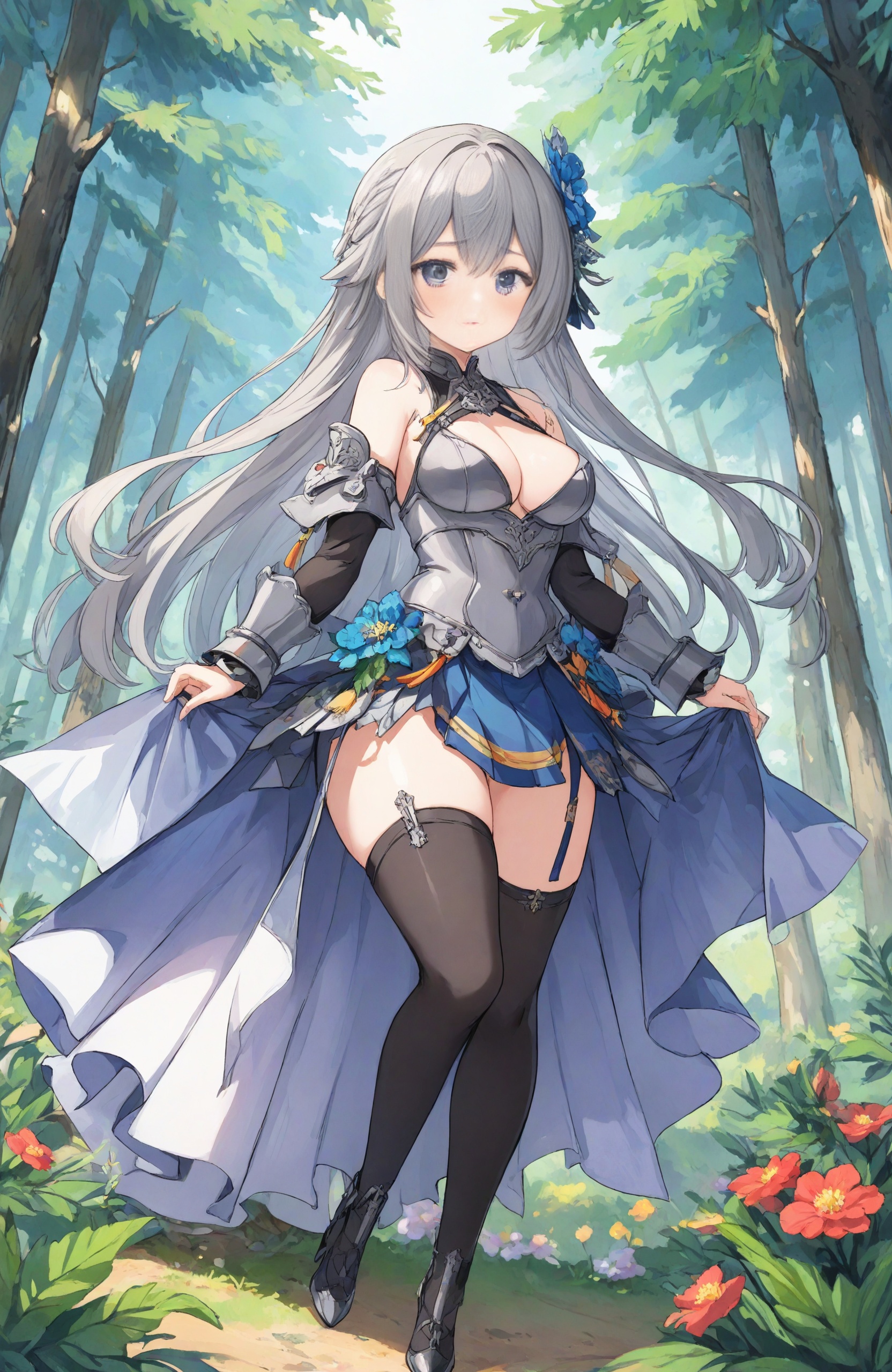 anime artwork medium_breasts,  show cleavage,  Earrings on Tensor.Art