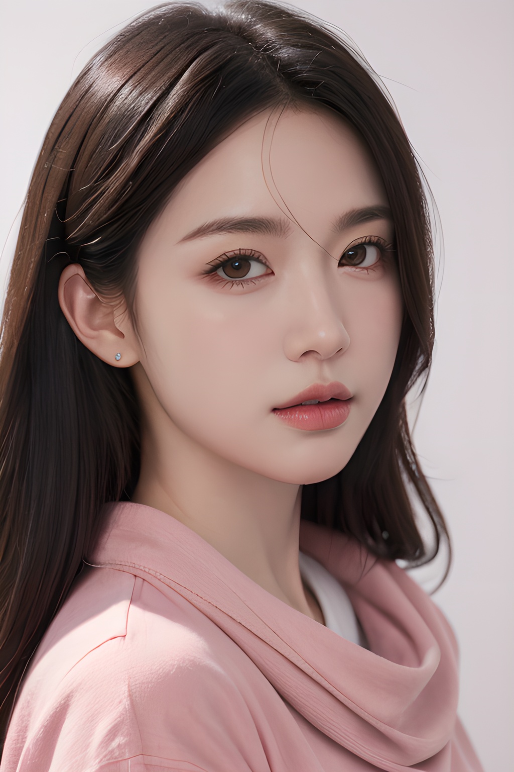 <lora:0812_10:0.6>,simple background,pink cloth, 1girl,realistic,masterpiece, best quality, photorealistic, HDR,detail
