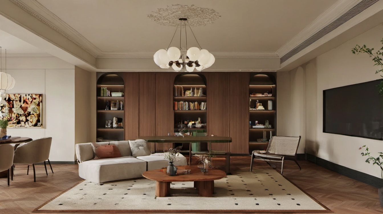 <lora:nanyang XL2.0:0.6>,nanyang,indoors,no humans,table,couch,chair,bookshelf,wooden floor,vase,cup,lamp,book,flower,plant,