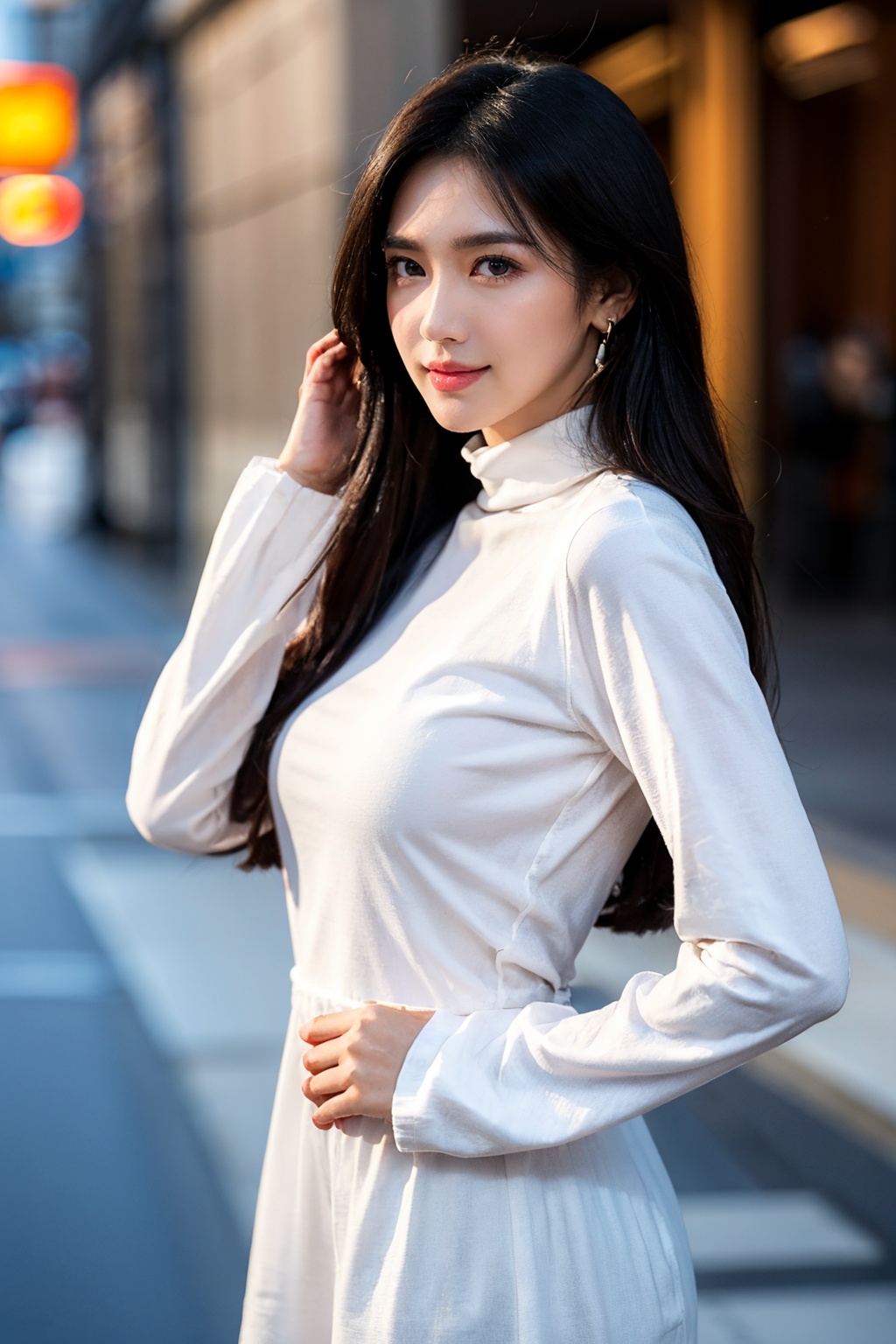 background is New York,  street,  1 girl on Tensor.Art