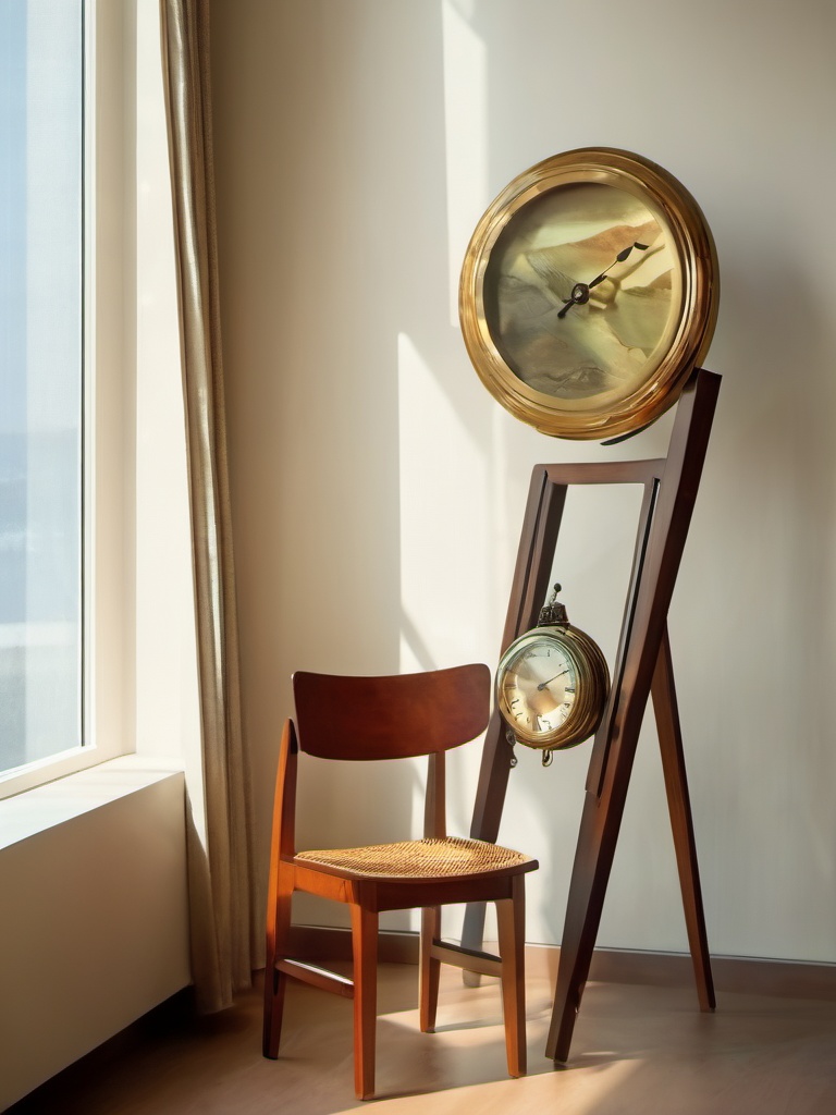 xiandai,no humans,indoors,chair,still life,shadow,window,clock,masterpiece,8K,realistic,UHD,<lora:xiandaifenwei 1.0>,