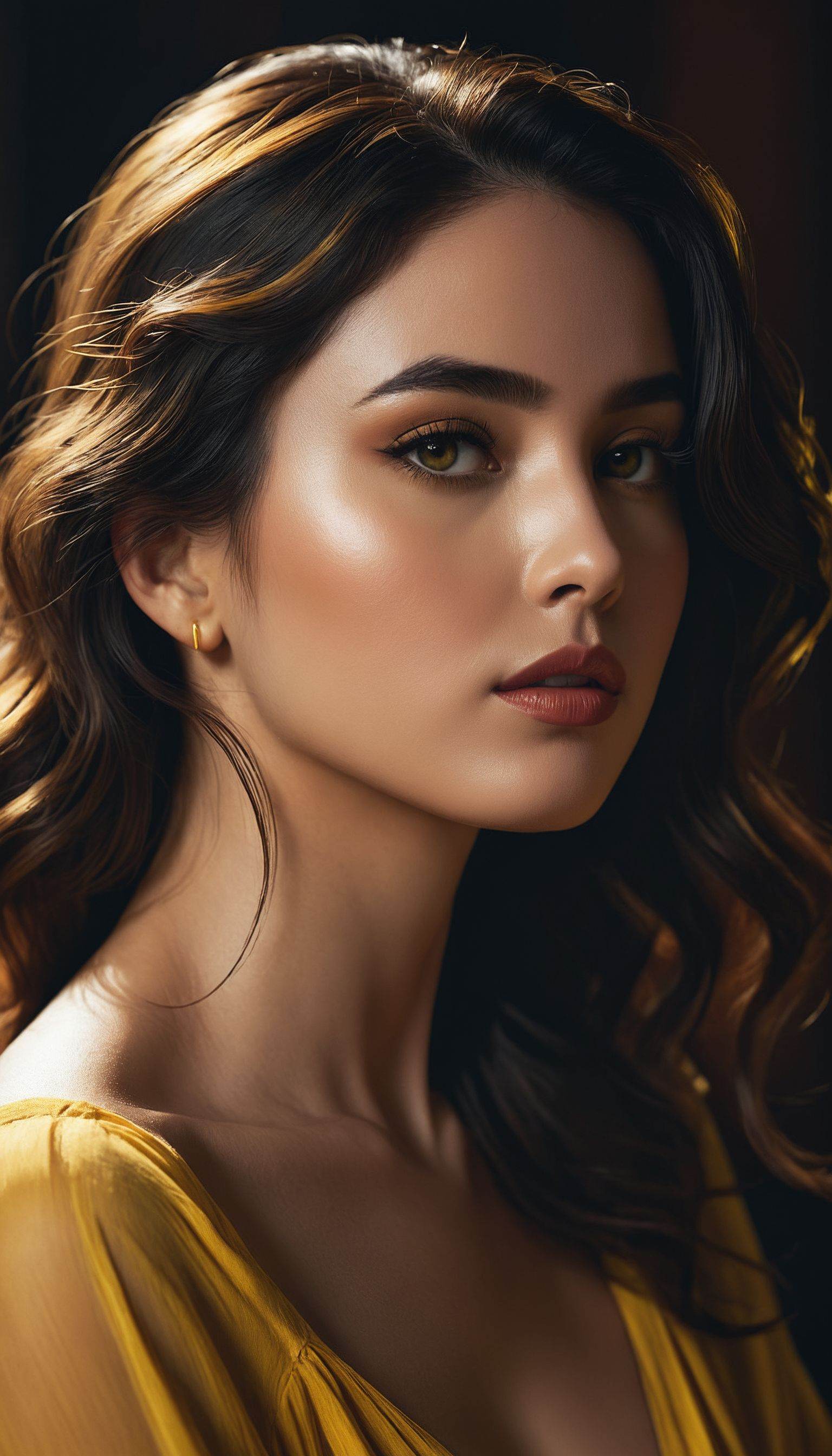 High-quality,  hyper-realistic 8K Ultra HD portrait of a captivating woman. The woman is depicted in moonlight,  her featu...