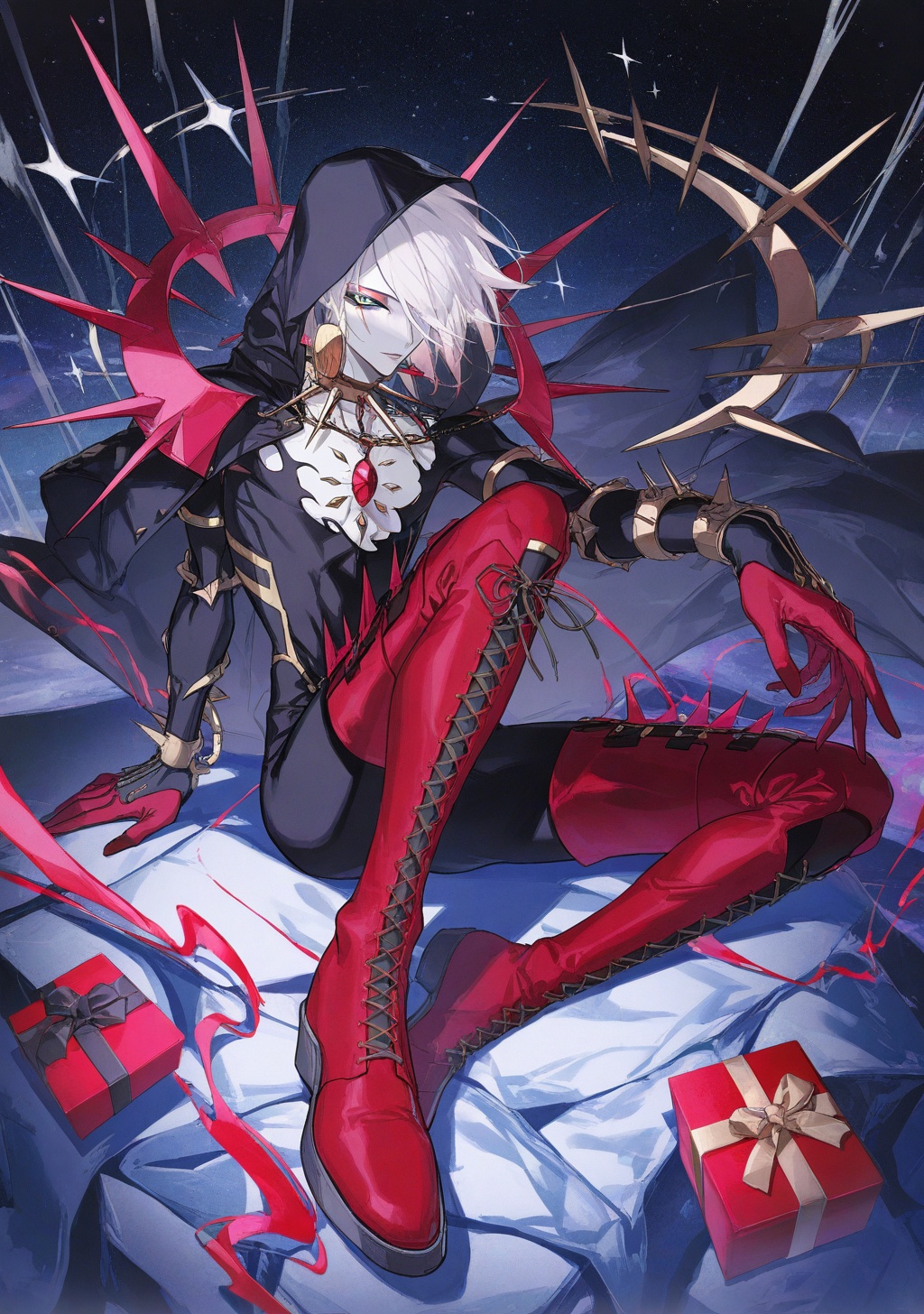 karna (fate),  1boy,  white hair on Tensor.Art