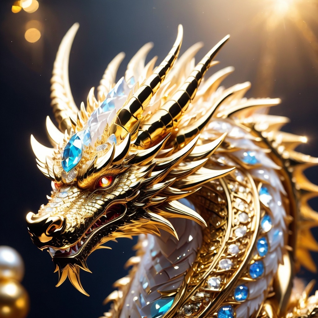 ChineseDragon,no humans,horns,dragon,scales,gold dragon,pearls,diamonds,blue dragon,<lora:ChineseDragon_v1:1>,