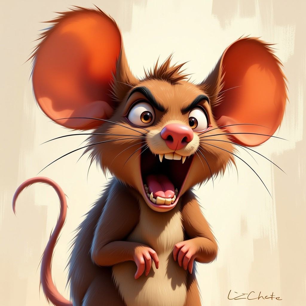 funny animals,  "Digital painting of an angry cartoon mouse,  full body portrait on Tensor.Art