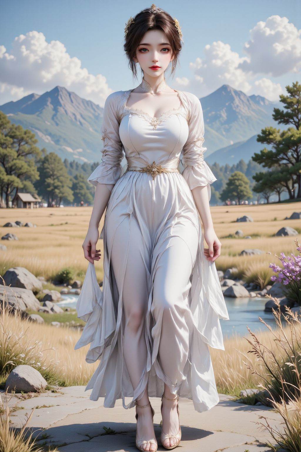 <lora:AgainAnimeGirlF1Lora10_v2:1>girl,dress,outdoors,