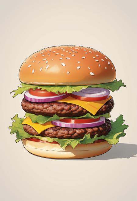 (an burger),  manga style,  flat on Tensor.Art