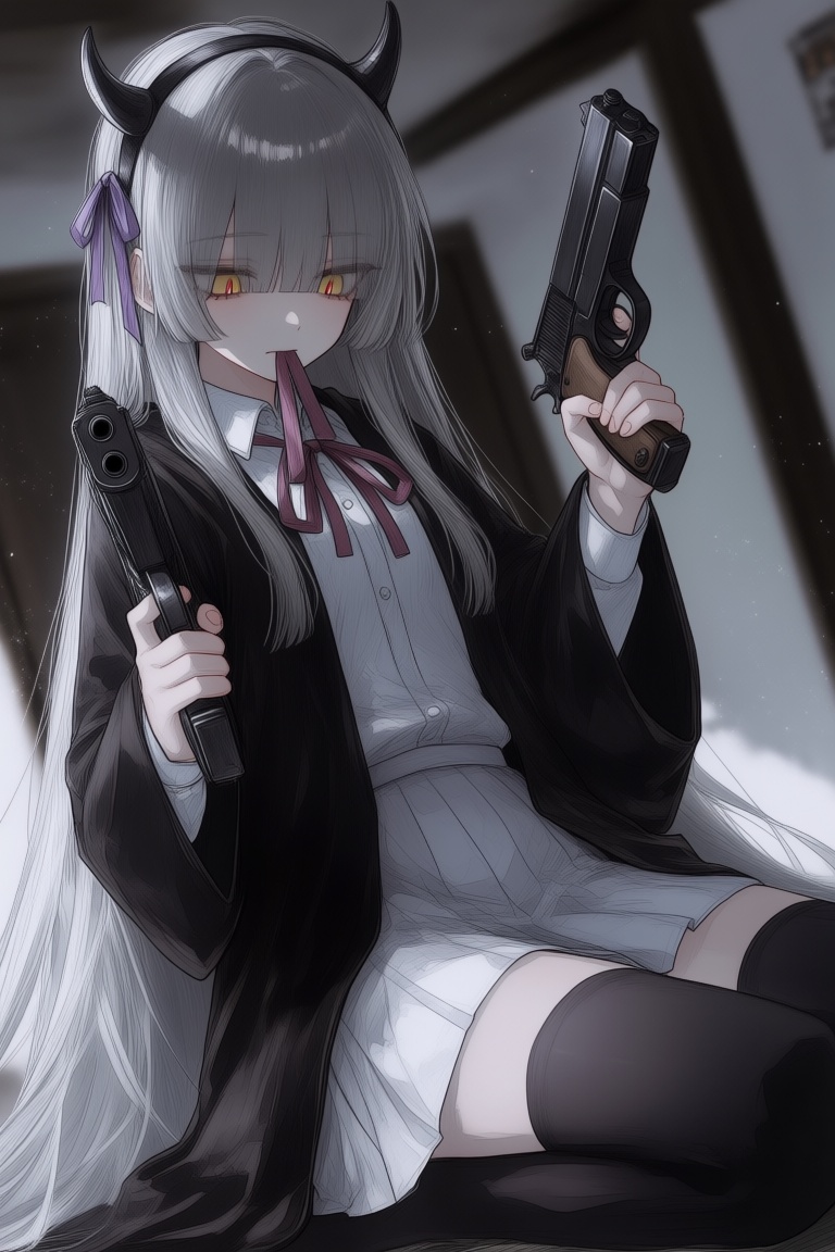 1girl,  blunt bangs,  eyes visible through hair on Tensor.Art