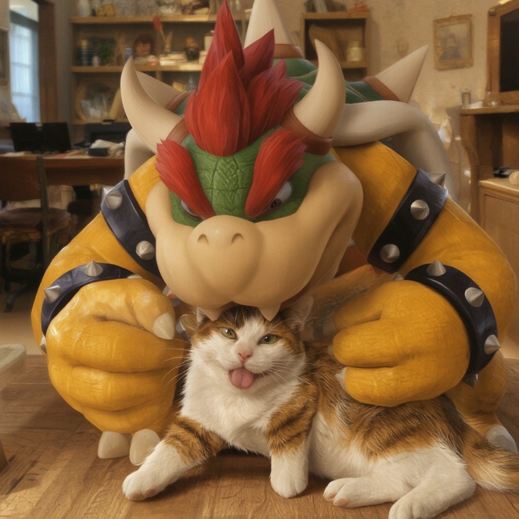 Bowser eating a cat