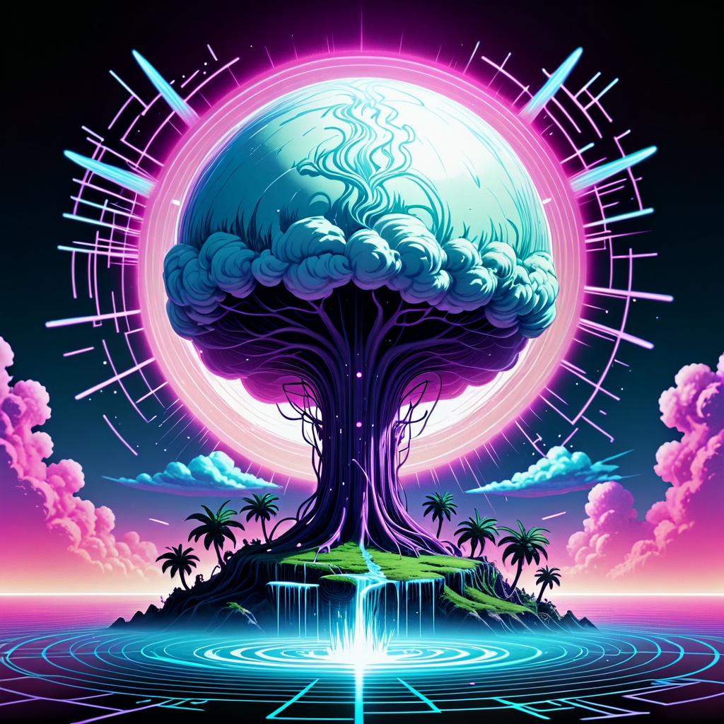 Vaporwave style with pastel colors,  nostalgic imagery,  and glitchy on Tensor.Art
