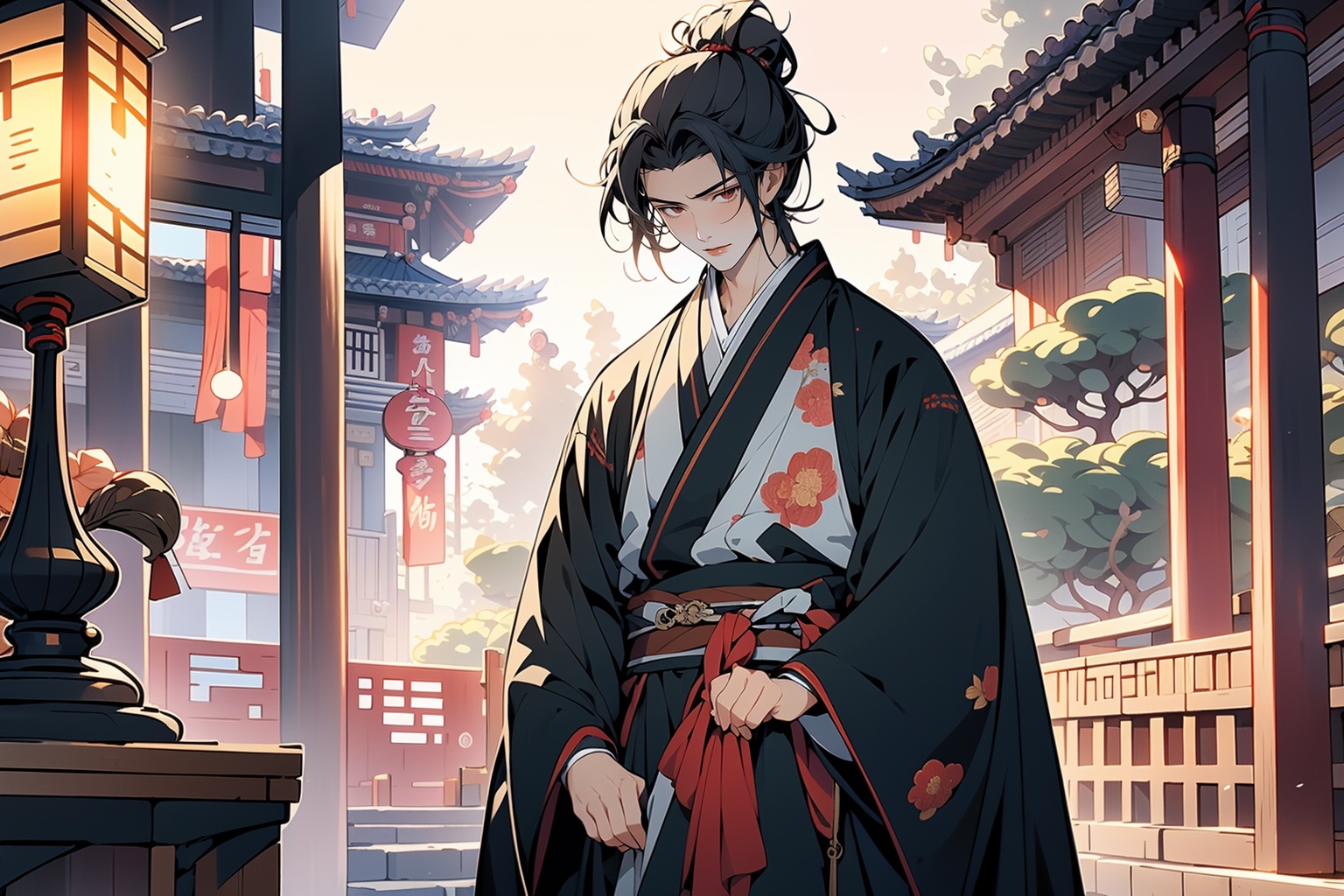 (masterpiece:1.2),best quality,highres,extremely detailed CG,perfect lighting,8k wallpaper,anime,comic,(1boy:1.2),front,antique,hanfu,<lora:FF_20240306163600-000008:1>,