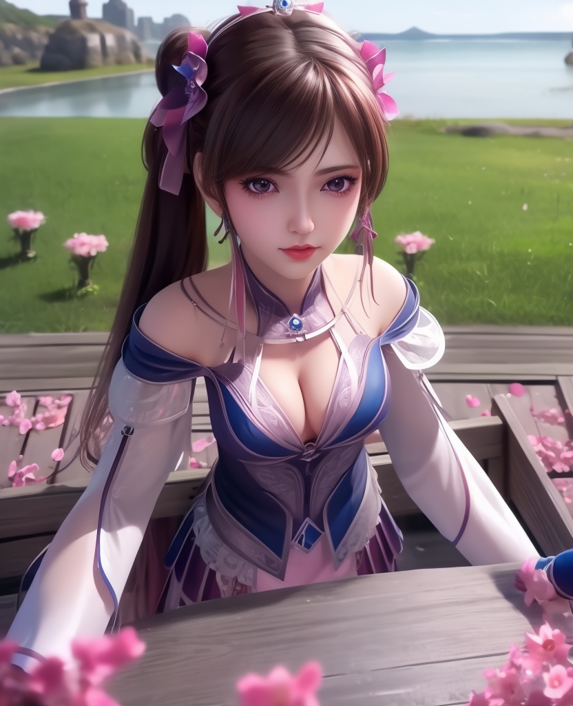 <lora:561-DA-炼气十万年-孔炎:0.8>(,1girl, ,best quality, ),looking at viewer,  ,ultra detailed background,ultra detailed background,ultra realistic 8k cg,, ,masterpiece, (( , )),, , , hyper blossom,    (cleavage), (), ,,